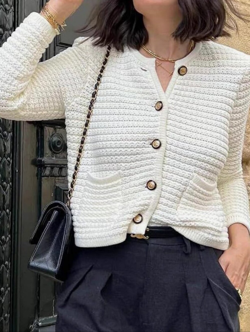 Pretty Garden Chic Button Front Knit Cardigan Sweater